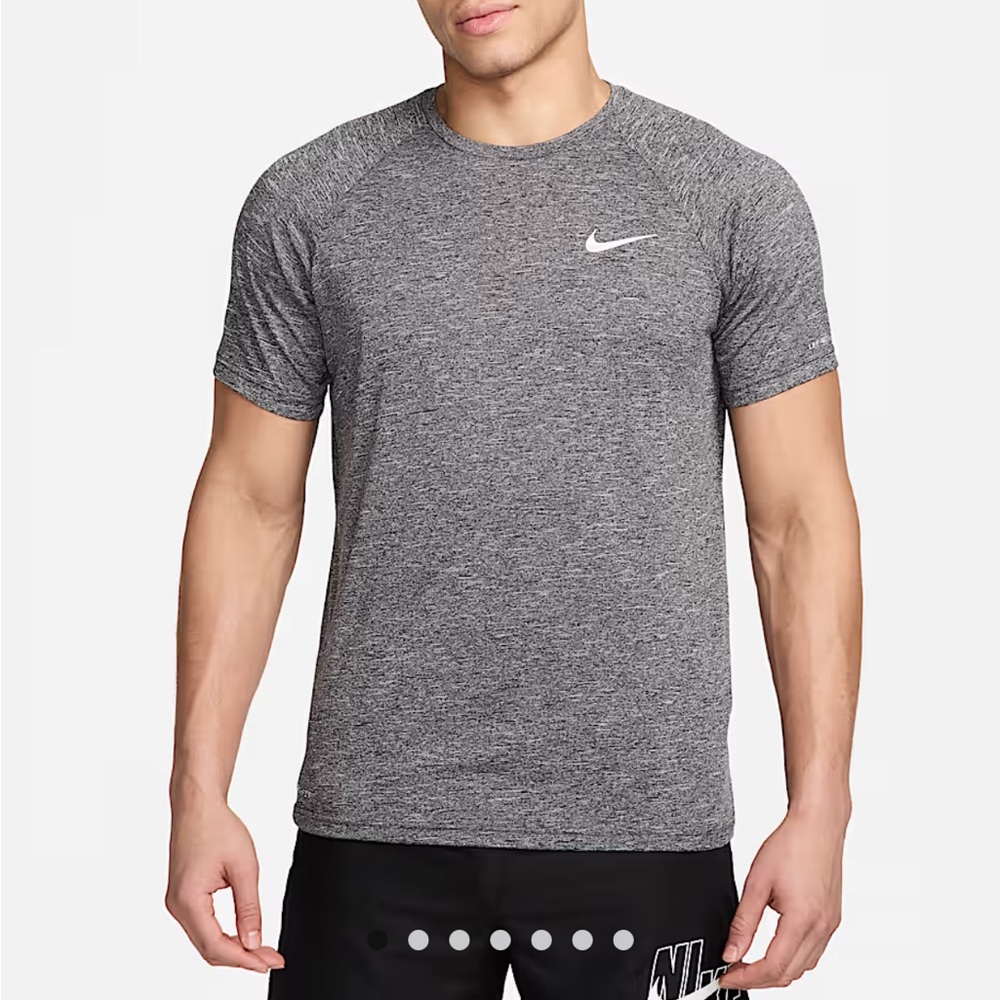 Men's Heathered Short-Sleeve Hydroguard Dry Fit Swim Shirt. Large